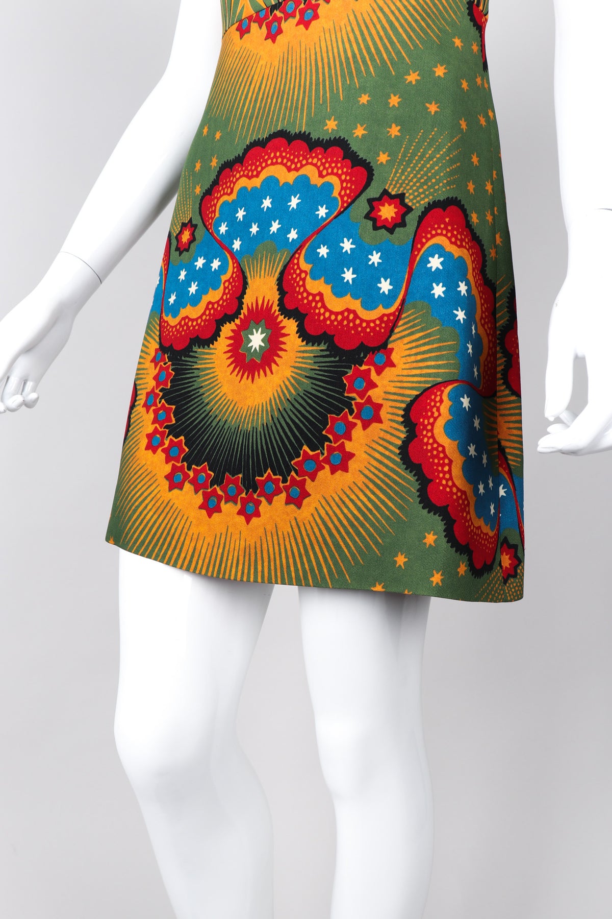 valentino rainbow spinning wheel lettering mini dress Valentino 1973 Archival Print Rainbow Dress 2015