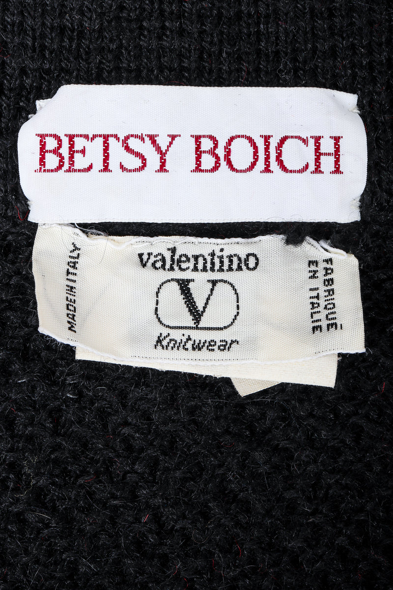 Recess Vintage Valentino label and Betsy Boich on black fabric
