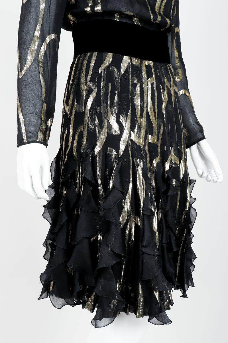 Vintage Valentino for Valentino Night Gold Lamé Ruffle Dress Skirt at Recess
