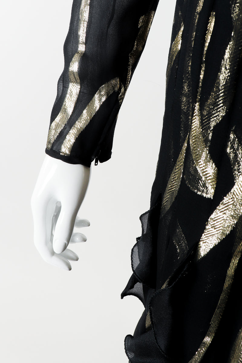 Vintage Valentino for Valentino Night Gold Lamé Ruffle Dress Sleeve at Recess