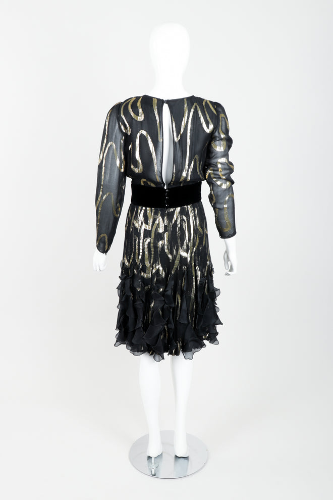 Vintage Valentino for Valentino Night Gold Lamé Ruffle Dress Back at Recess
