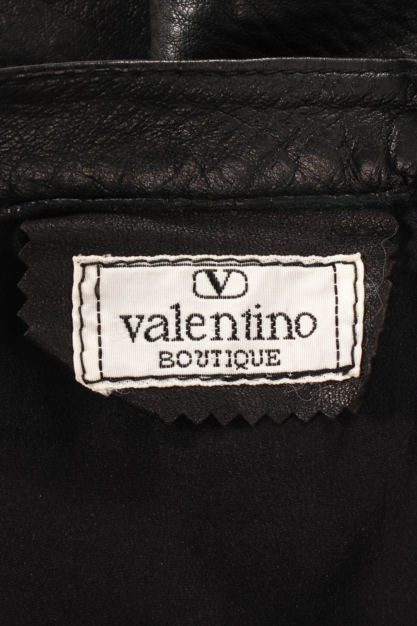Vintage Valentino 1985 A/W Leather Fleur Beaded Top & Skirt Set tag @ Recess LA