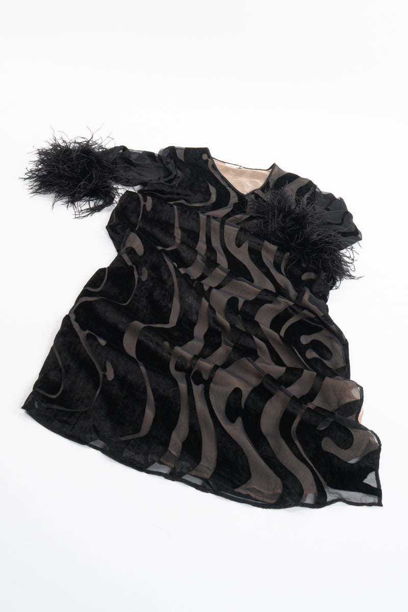 Vintage Valentino Sheer Silk Velvet Burnout Caftan Dress w/ Ostrich flat at Recess LA
