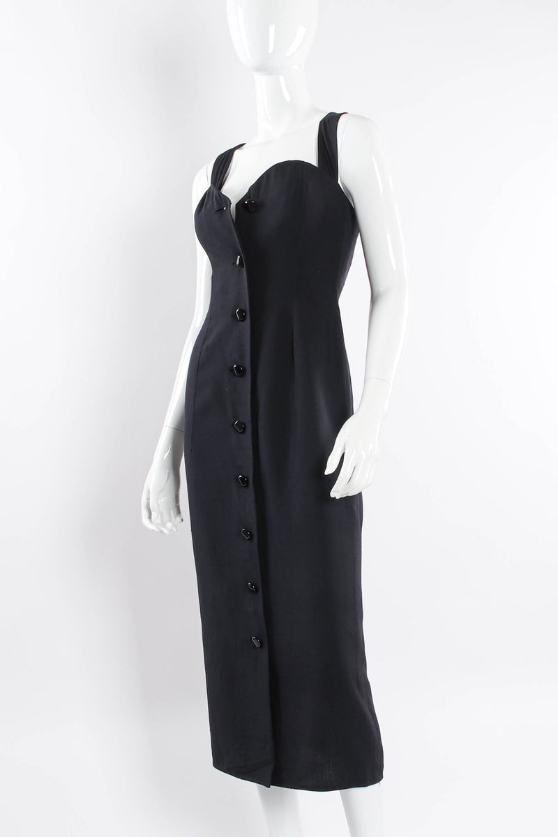 Vintage Valentino Linen Bustier Midi Dress on mannequin side at Recess Los Angeles