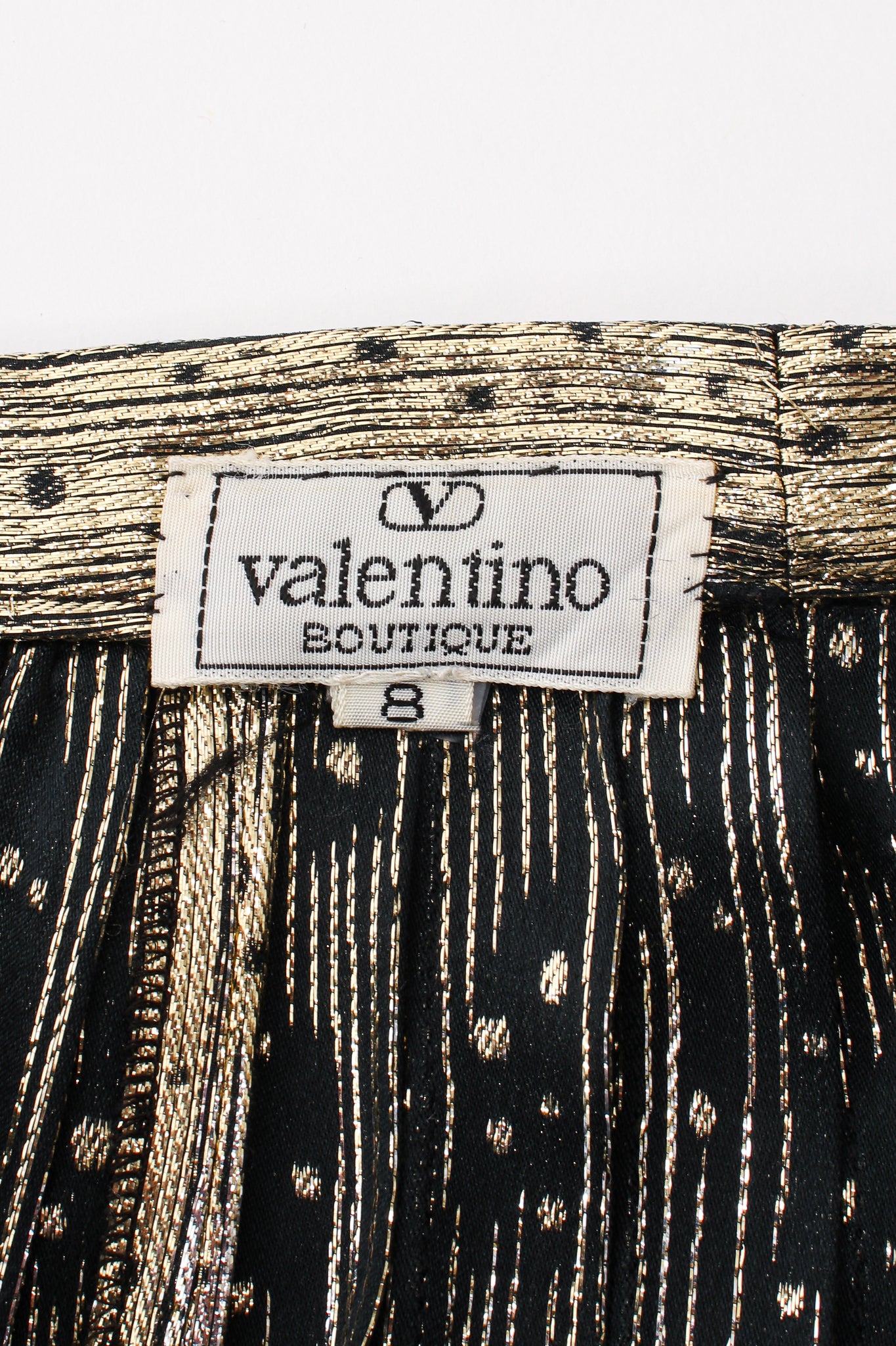 Vintage Valentino Gold Dot Lamé Pleat Skirt label at Recess Los Angeles