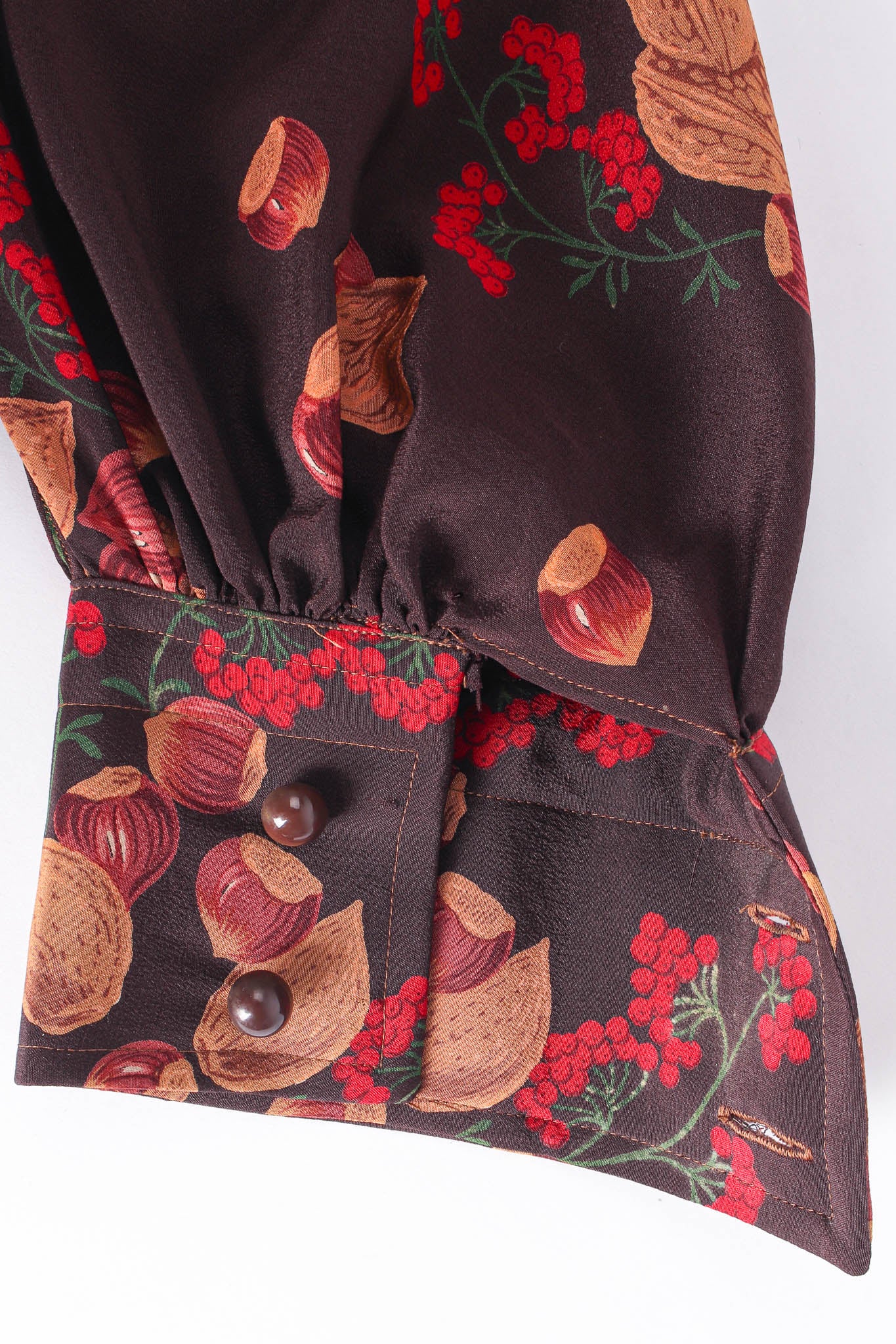 Vintage Valentino I.Magnin Chestnuts & Berries Top & Skirt Set sleeve cuff/button @ Recess LA