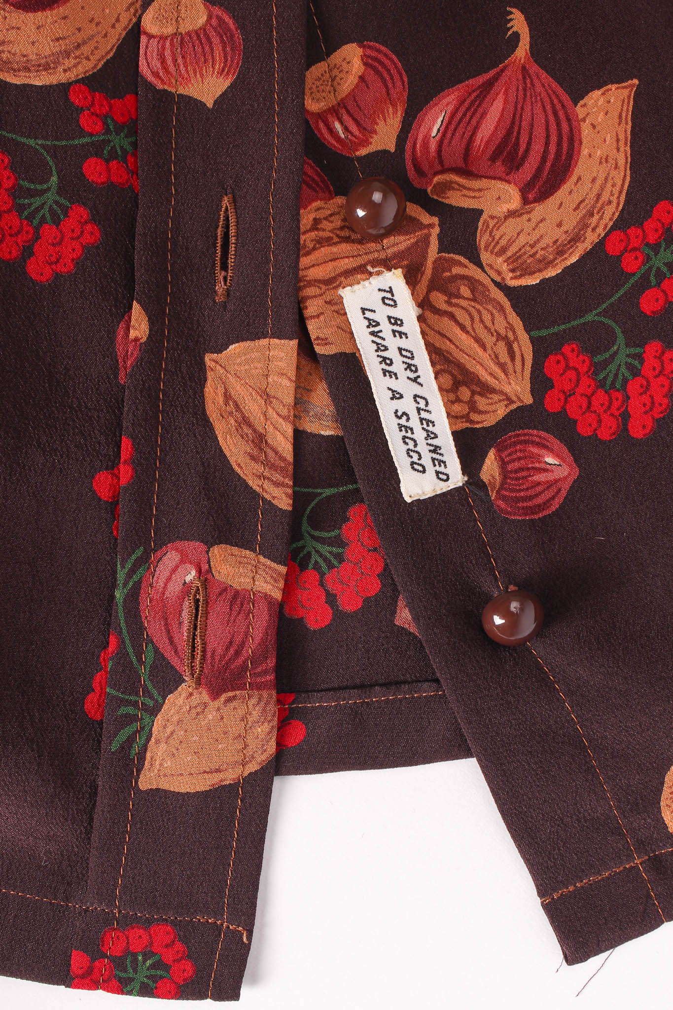 Vintage Valentino I.Magnin Chestnuts & Berries Top & Skirt Set hem buttons @ Recess LA