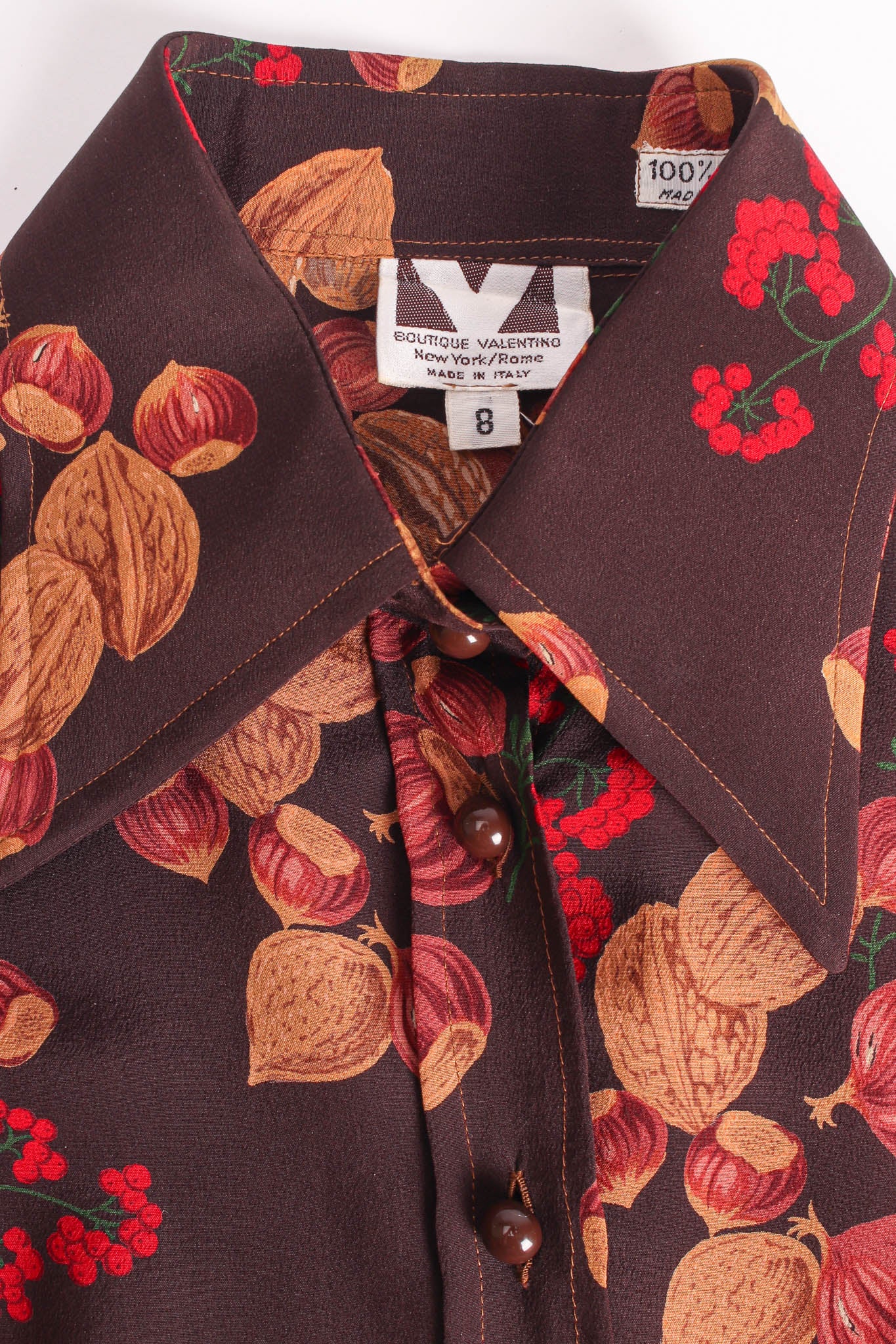 Vintage Valentino I.Magnin Chestnuts & Berries Top & Skirt Set top collar @ Recess LA