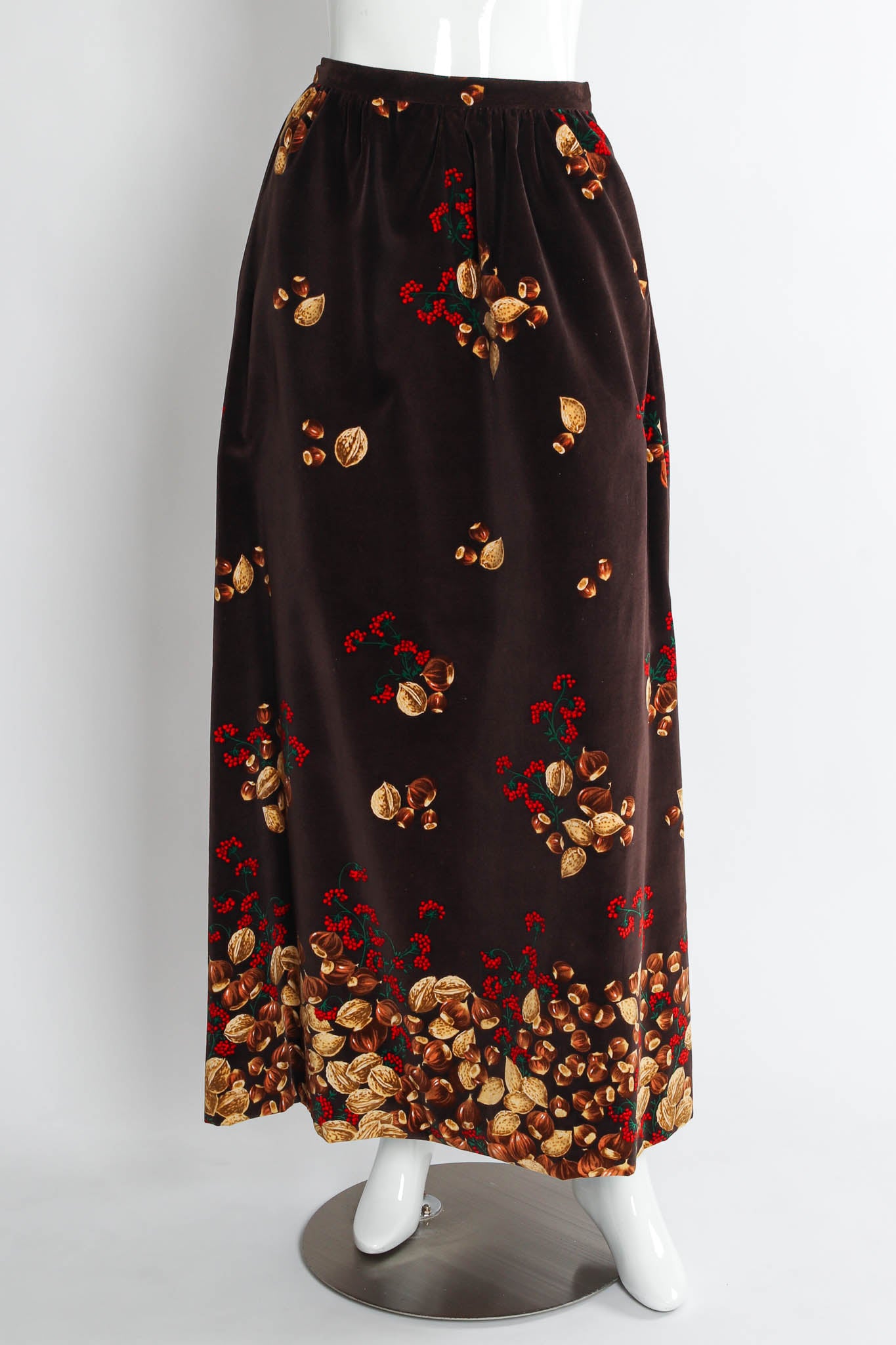 Vintage Valentino I.Magnin Chestnuts & Berries Top & Skirt Set mannequin skirt front @ Recess LA