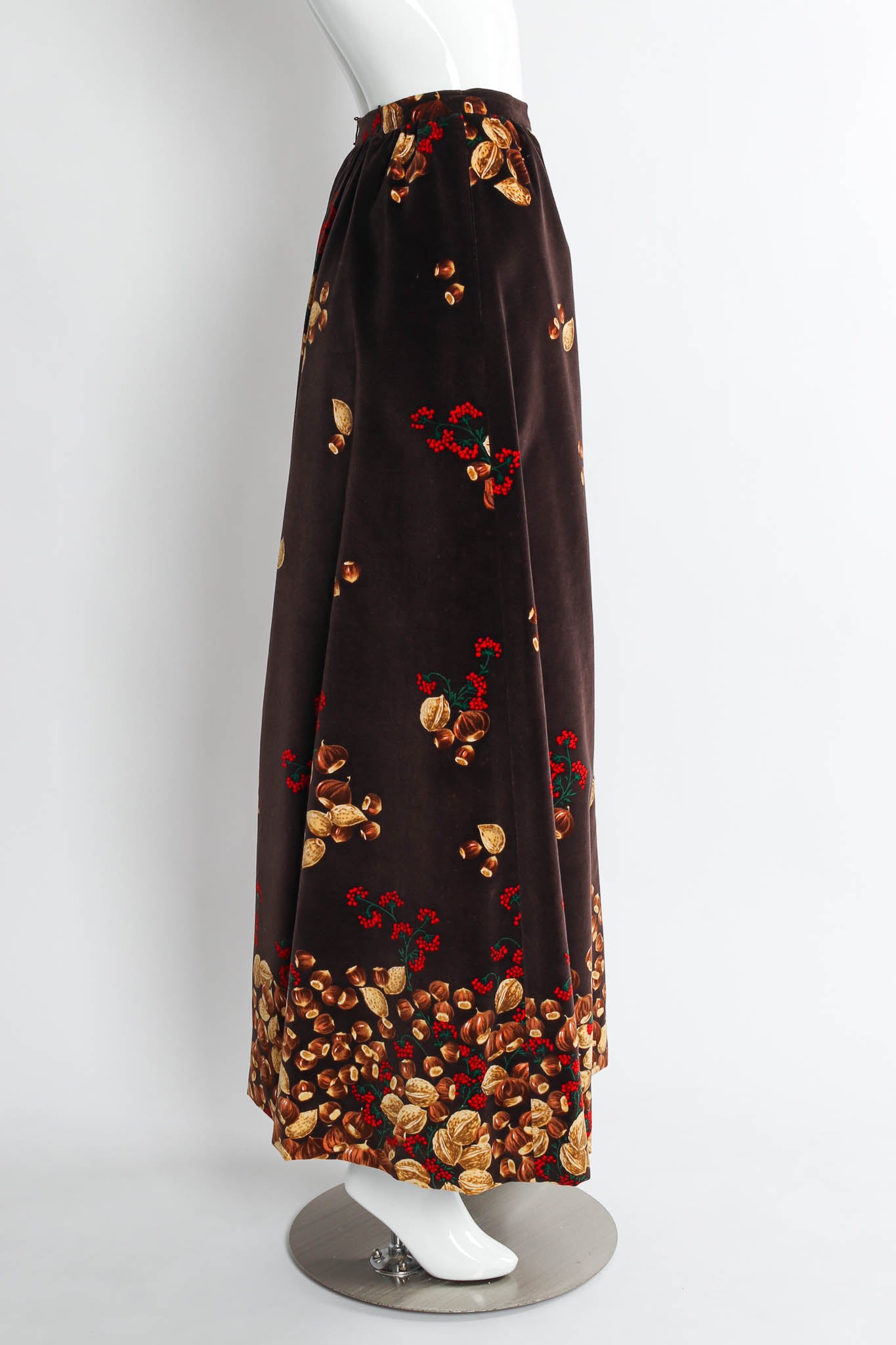 Vintage Valentino I.Magnin Chestnuts & Berries Top & Skirt Set mannequin side skirt @ Recess LA