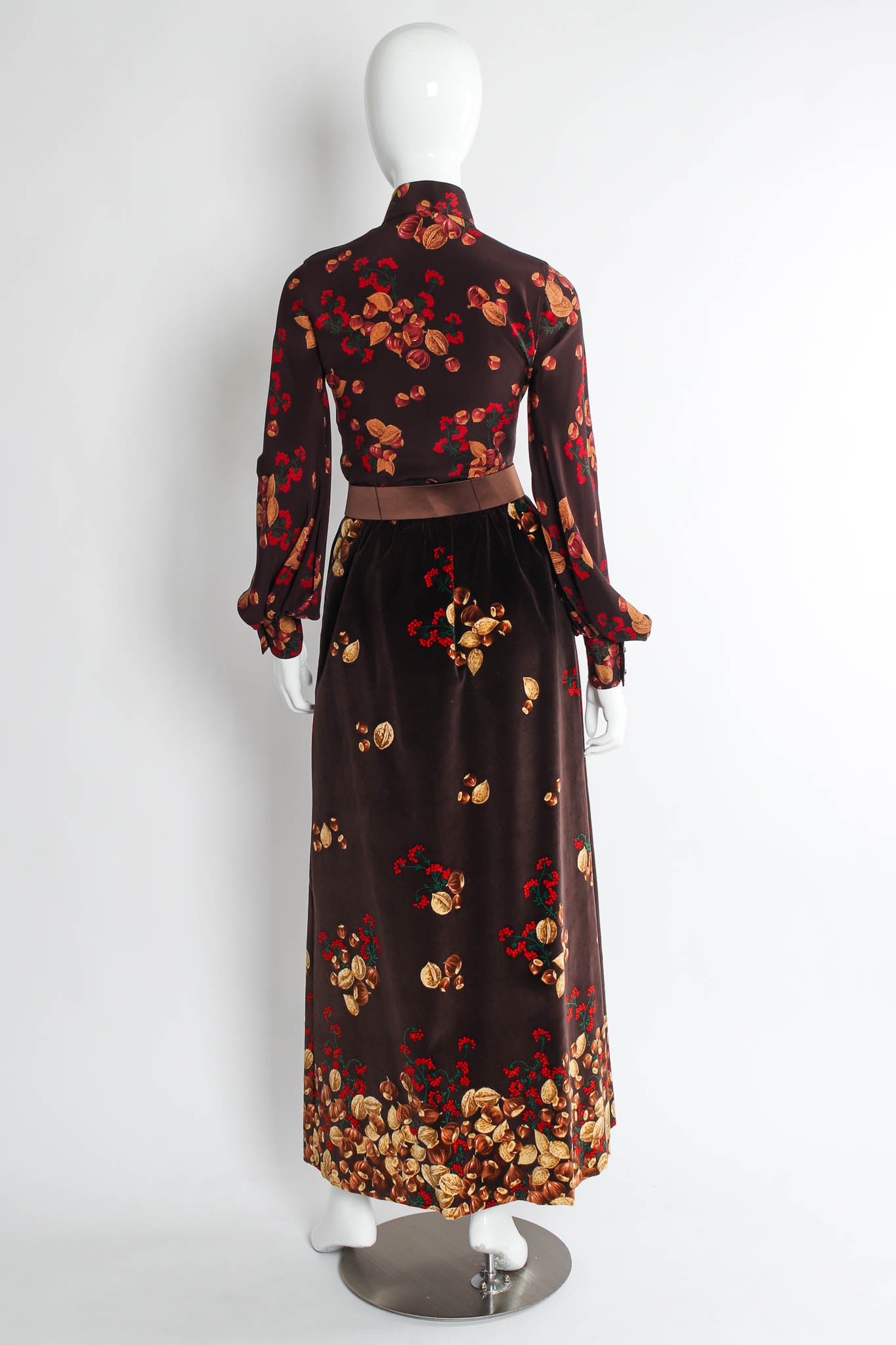 Vintage Valentino I.Magnin Chestnuts & Berries Top & Skirt Set mannequin back @ Recess LA