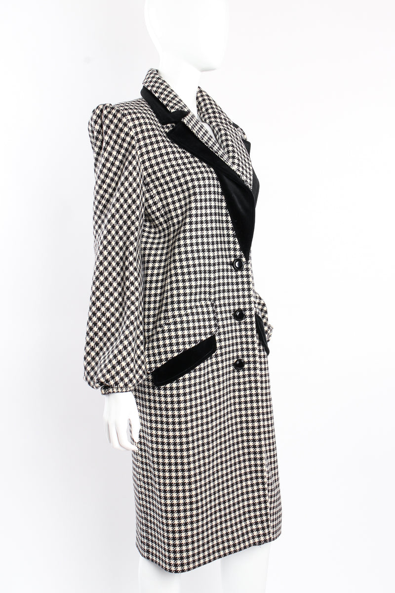 Vintage Valentino Double Lapel Houndstooth Coat on mannequin angle at Recess Los Angeles