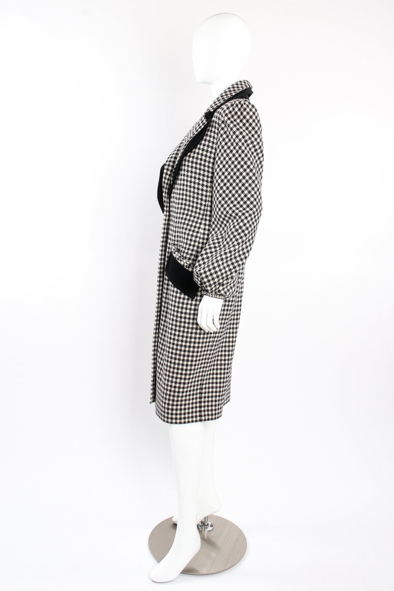 Vintage Valentino Double Lapel Houndstooth Coat on mannequin side at Recess Los Angeles