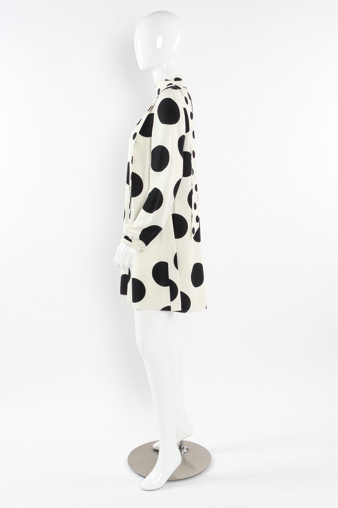 Valentino Large Polka Dot Silk Shift Dress mannequin side untied necktie @ Recess LA