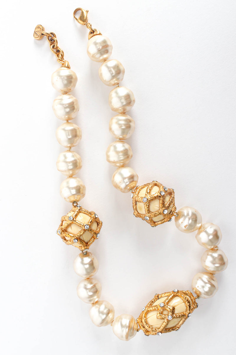 Vintage Valentino Baroque Pearl Rhinestone Necklace Flat Front at Recess LA