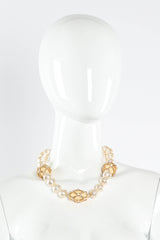 Vintage Valentino Baroque Pearl Rhinestone Necklace on Mannequin at Recess LA