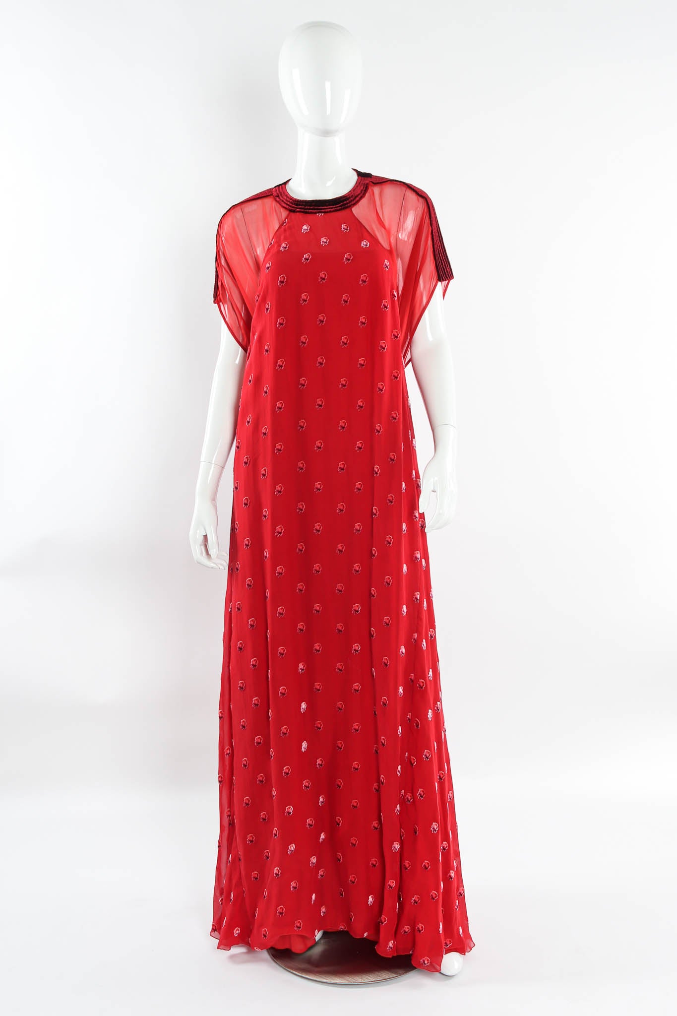 Valentino Rose Velvet Silk Panel Dress mannequin front @ Recess Los Angeles 