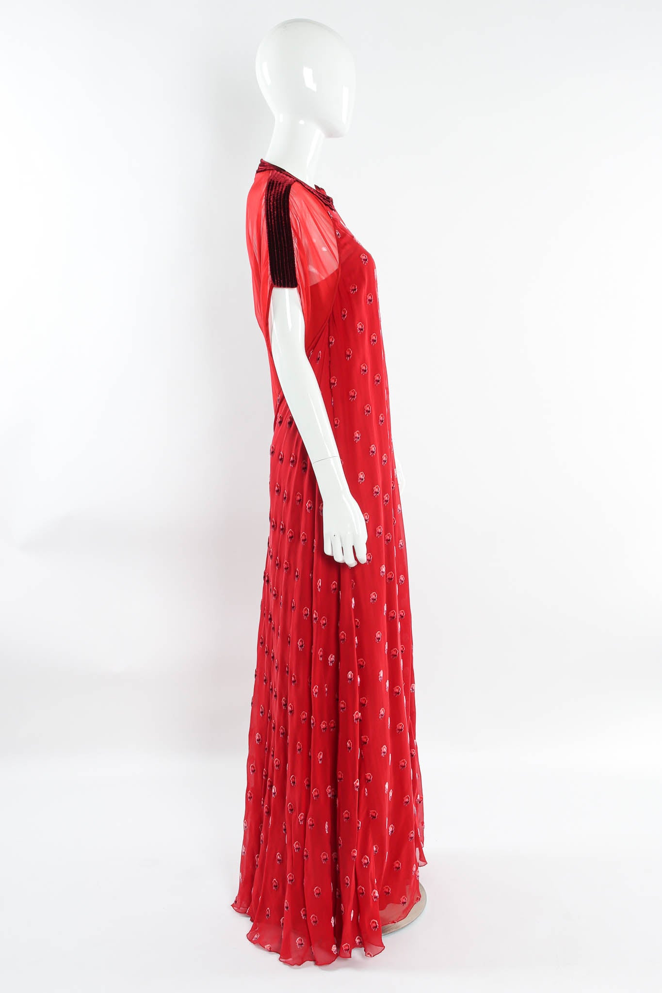 Valentino Rose Velvet Silk Panel Dress mannequin side @ Recess Los Angeles 