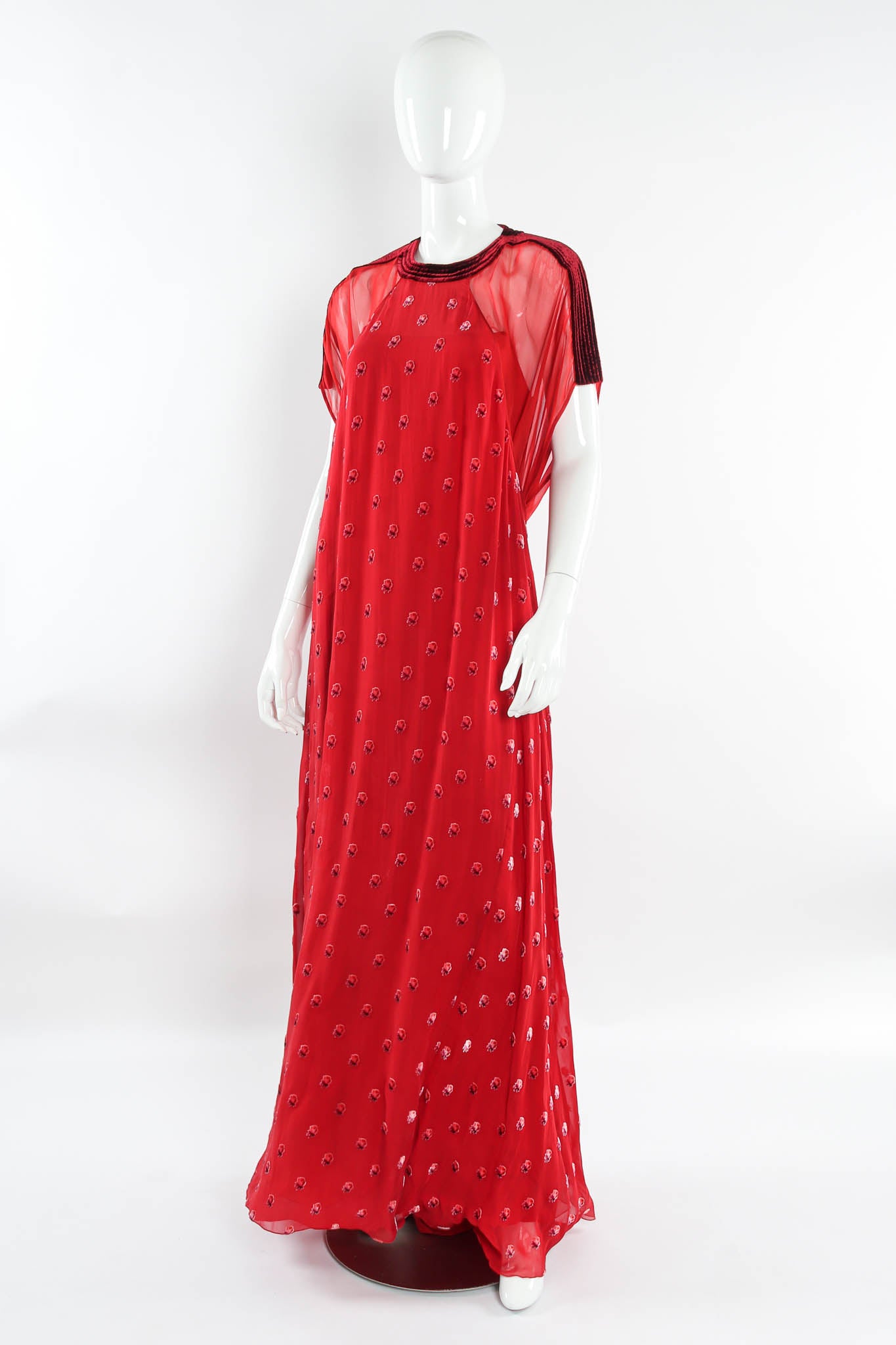 Valentino Rose Velvet Silk Panel Dress mannequin angle @ Recess Los Angeles 