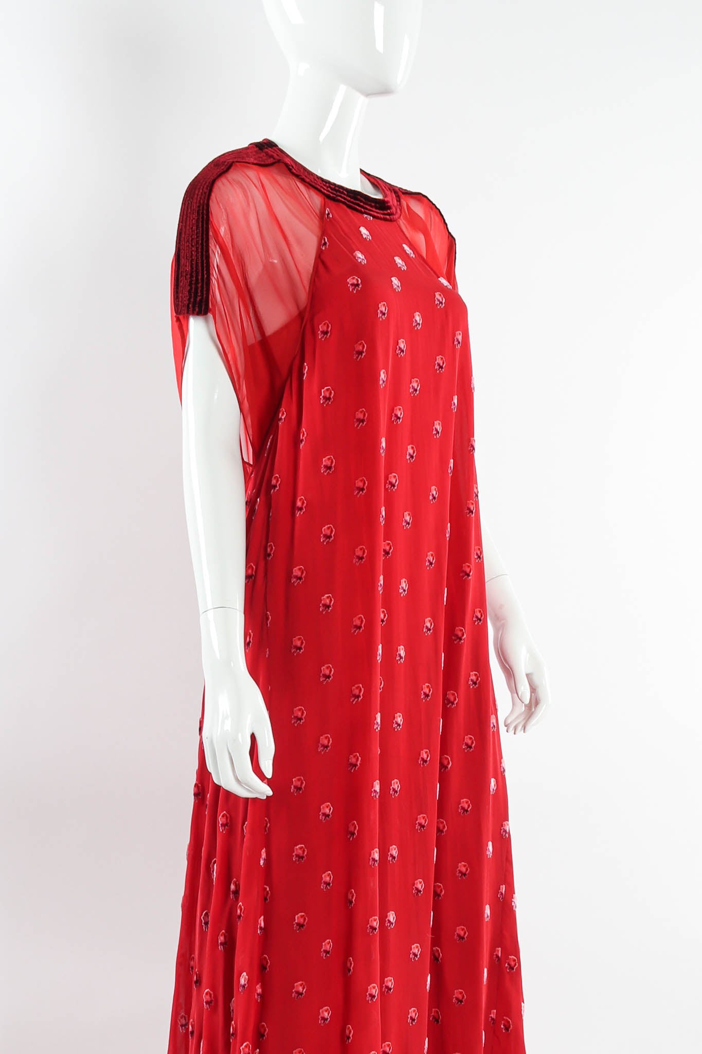Valentino Rose Velvet Silk Panel Dress mannequin close angle @ Recess Los Angeles 