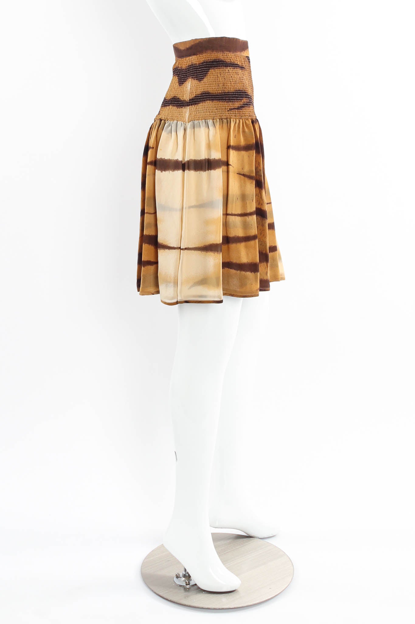 Vintage Valentino Silk Nyala Print Top & Skirt Set mannequin skirt side @ Recess Los Angeles