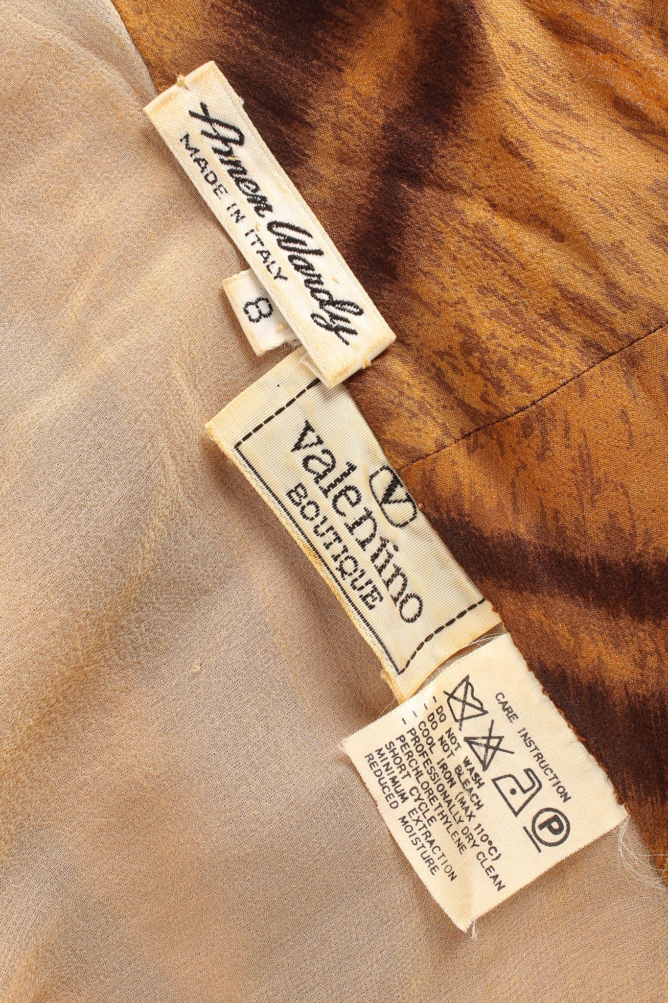 Vintage Valentino Silk Nyala Print Top & Skirt Set top tags @ Recess Los Angeles