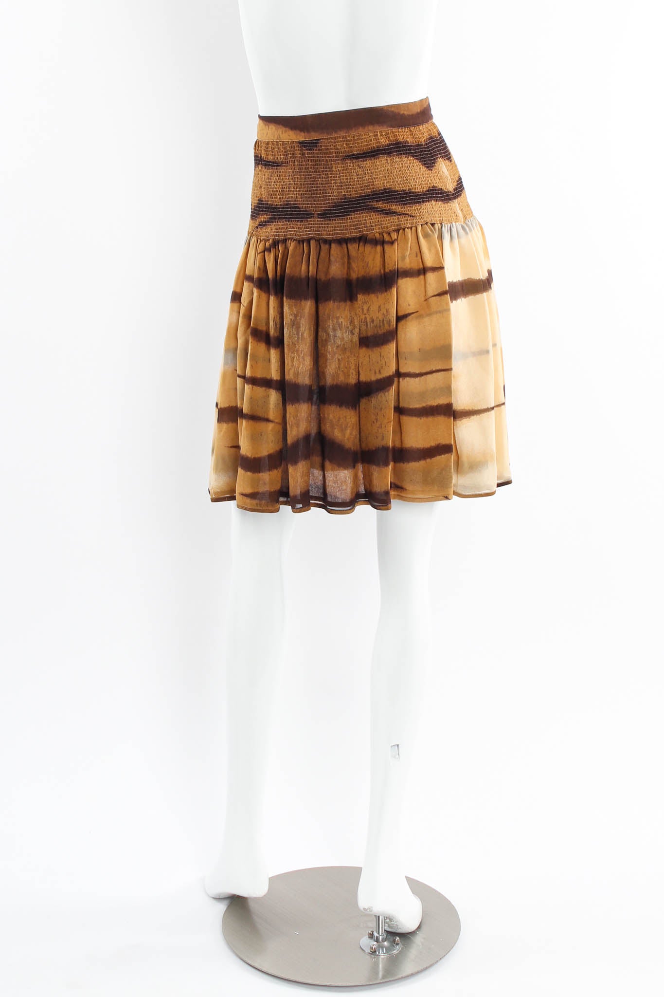 Vintage Valentino Silk Nyala Print Top & Skirt Set mannequin skirt back @ Recess Los Angeles