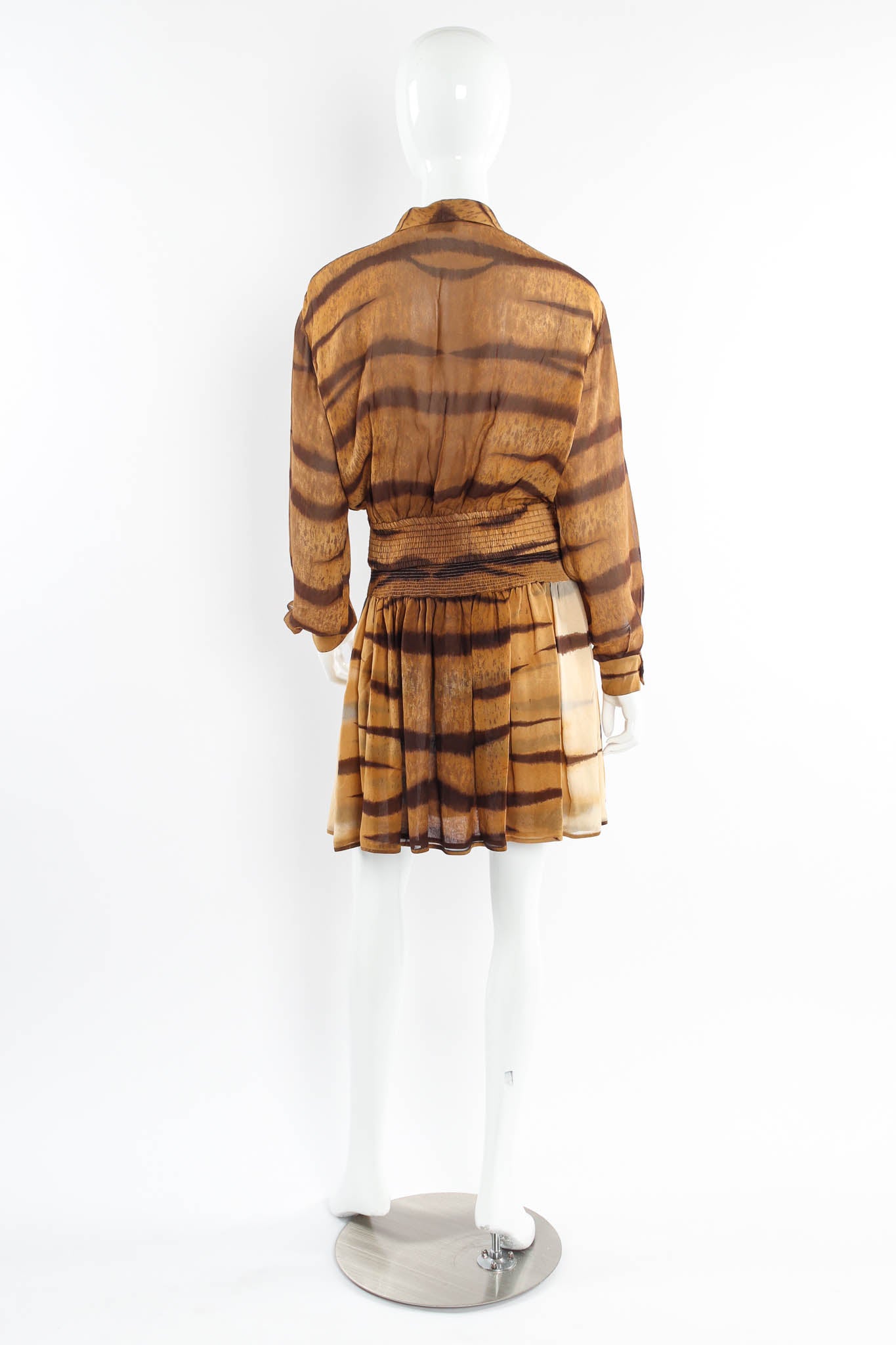 Vintage Valentino Silk Nyala Print Top & Skirt Set mannequin back @ Recess Los Angeles
