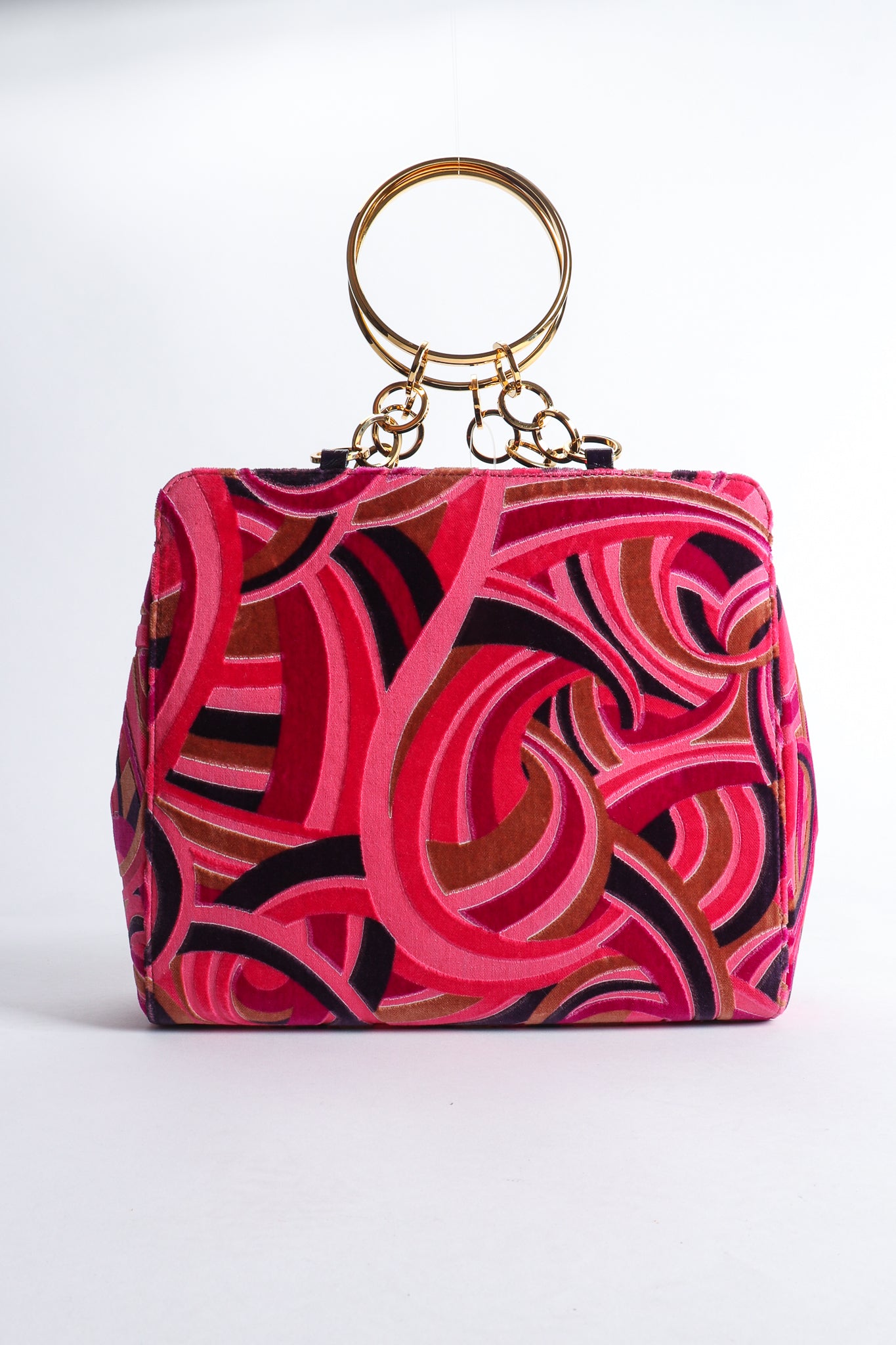 Vintage Gianni Versace Velvet Swirl O-Ring Bag Front at Recess Los Angeles