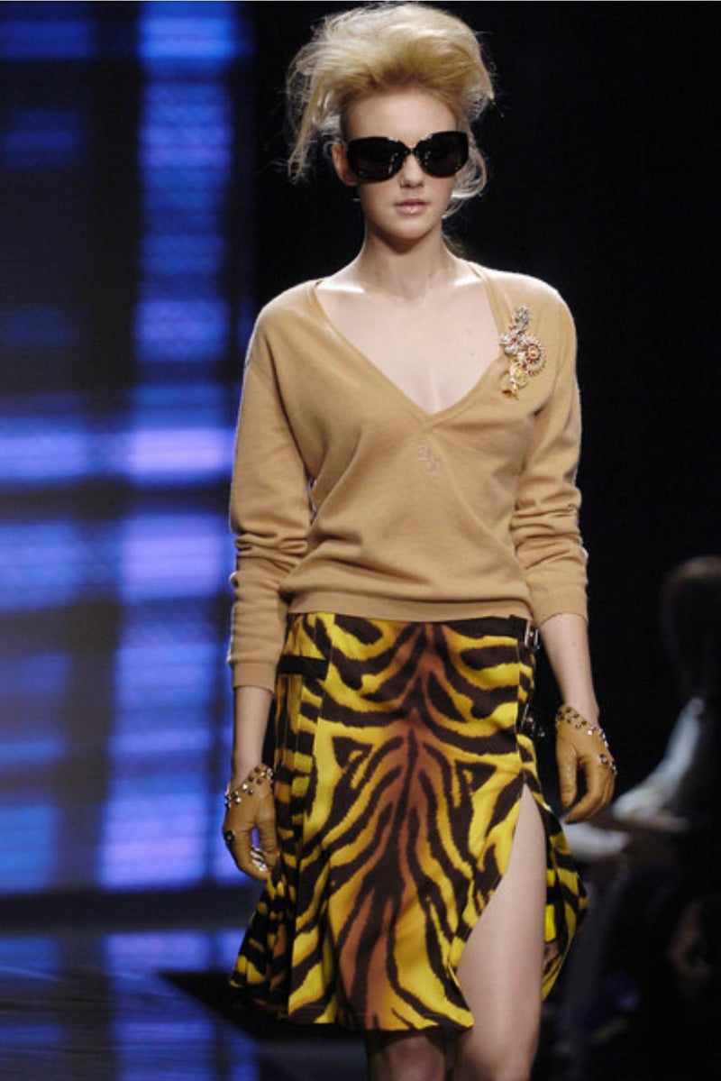 Vintage 2004 Versace Tiger Pleat Tennis Skirt on runway model @ Recess Los Angeles
