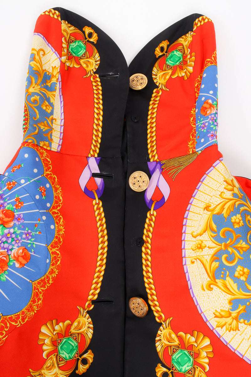 Vintage Gianni Versace Atelier I Ventagli Sculpted Mini Dress button placket wear at Recess LA