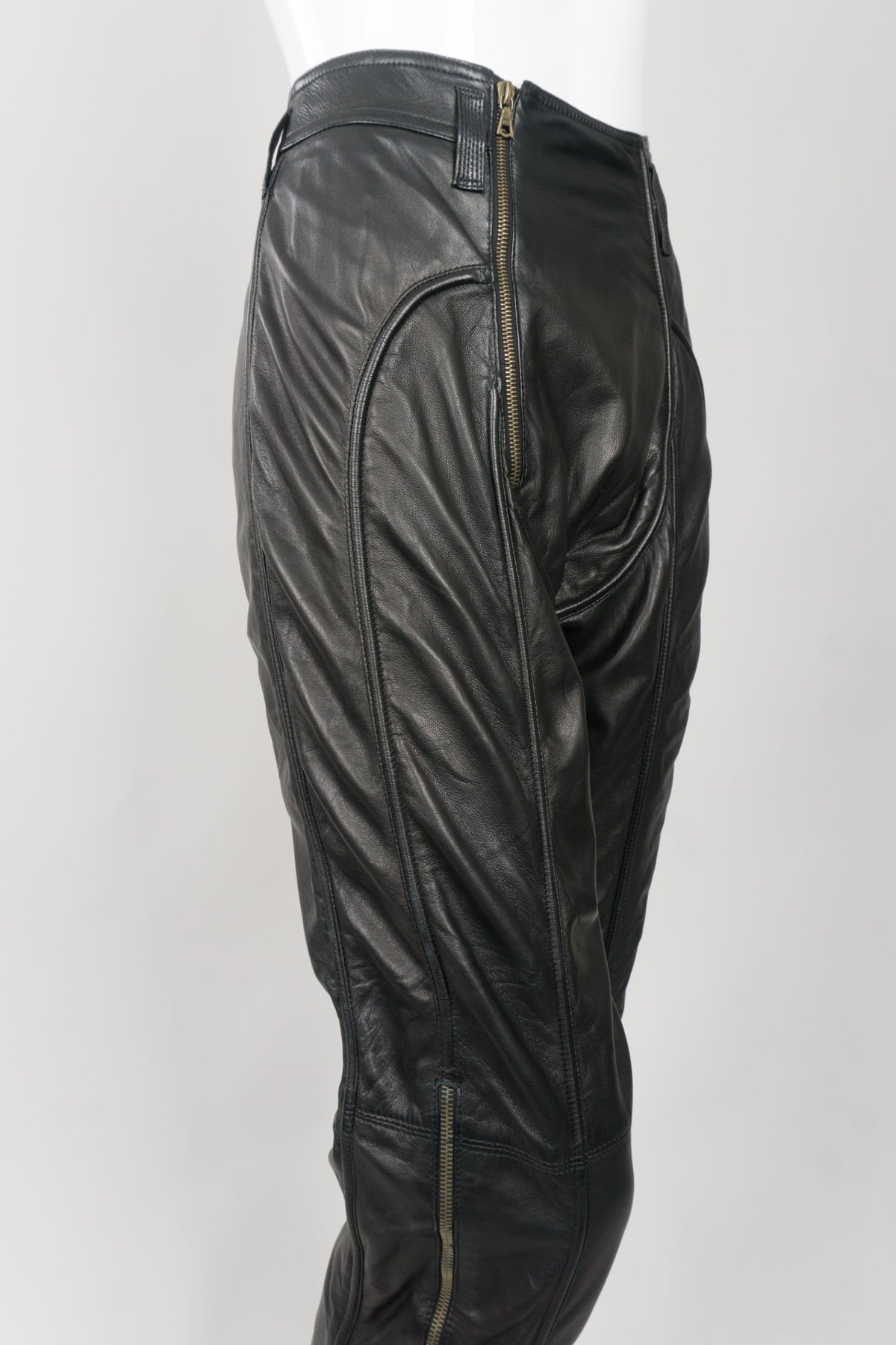 Gianni Versace Vintage Leather Moto Zipper Pant – Recess