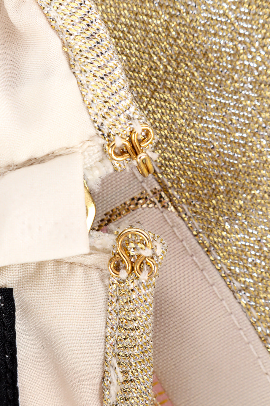 Structured gold lamé and venetian brocade design crop corset top by Versace hook and eye @recessla