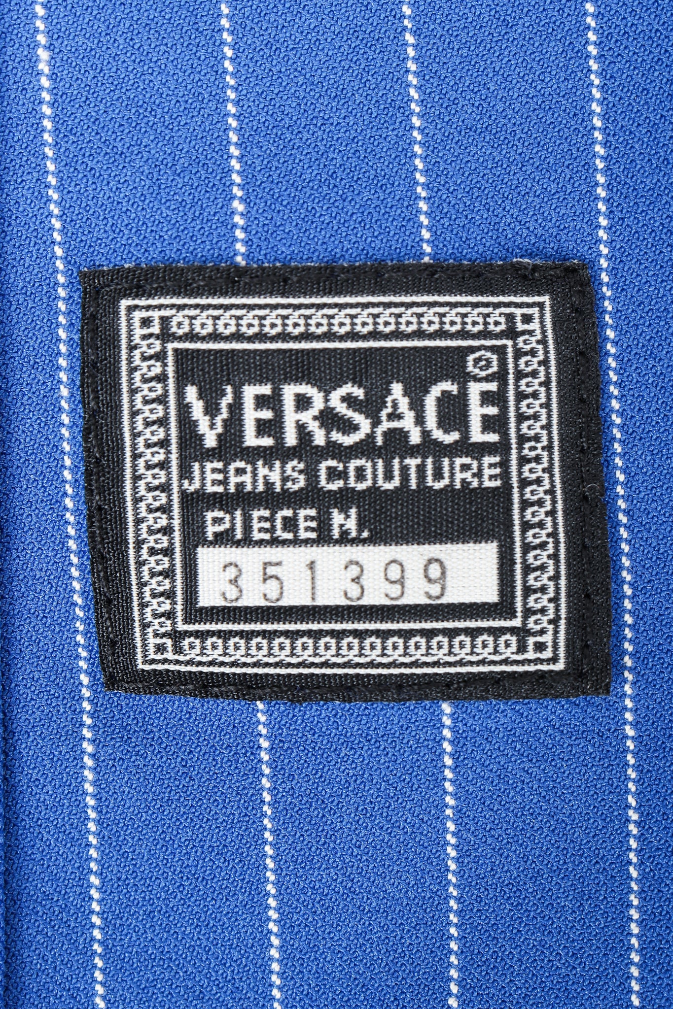 Vintage Versace Jeans Pinstripe Bodycon Zip Dress numbered label at Recess Los Angeles