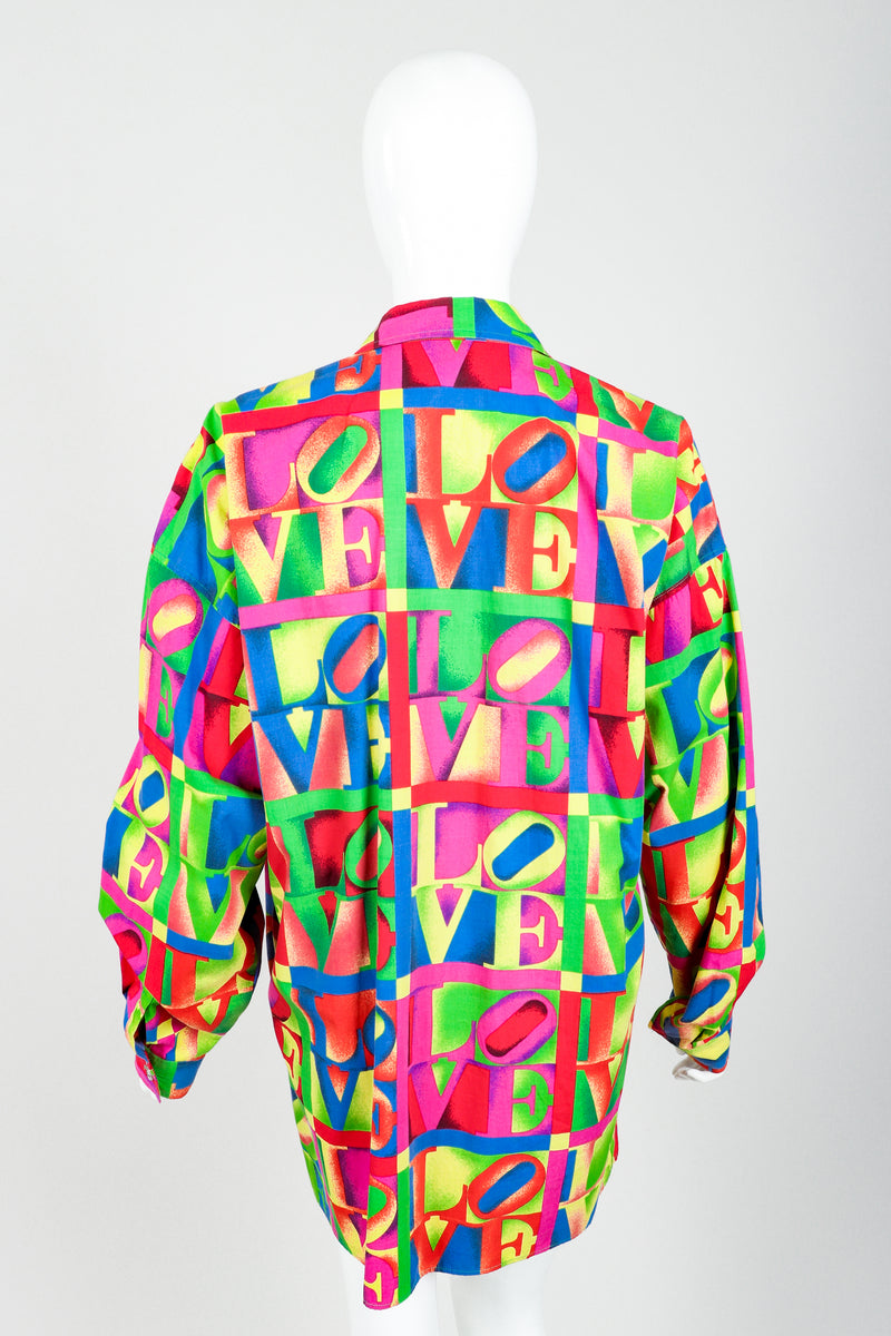 Vintage Versace Jeans Couture Robert Indiana Pop Art Love Shirt on Mannequin back at Recess
