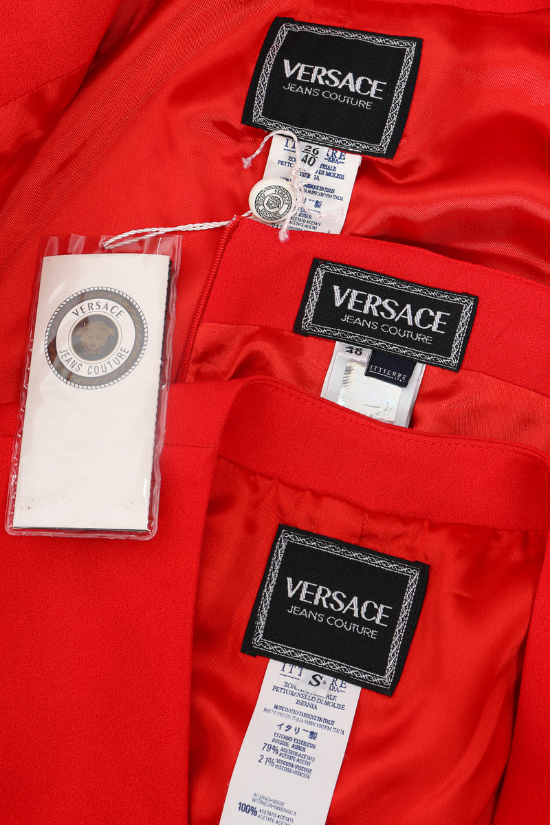 Vintage Versace jacket skirt vest labels at Recess Los Angeles