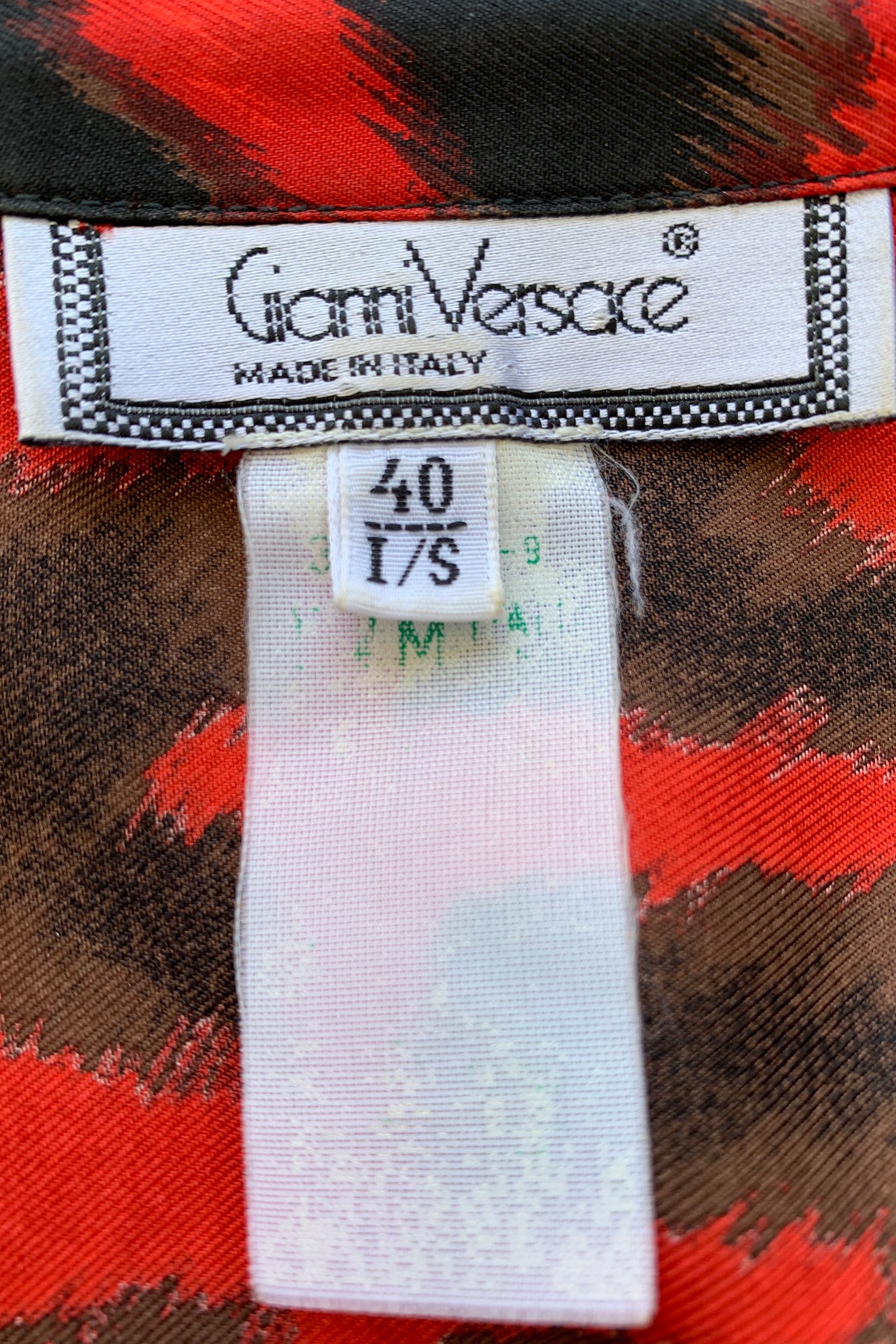Vintage Gianni Versace Baroque Animal Print Silk Shirt label at Recess Los Angeles