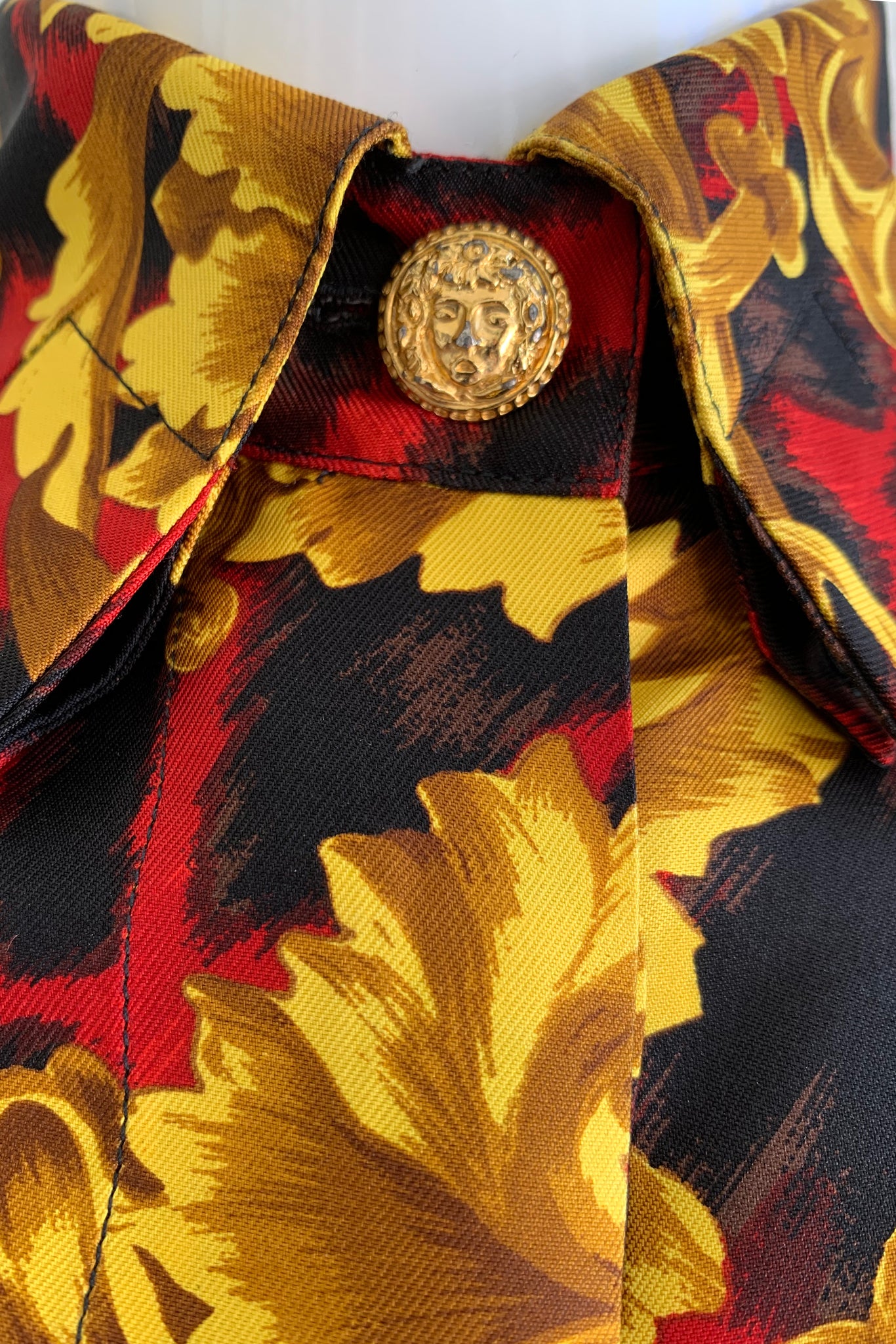 Vintage Gianni Versace Baroque Animal Print Silk Shirt button wear neck at Recess