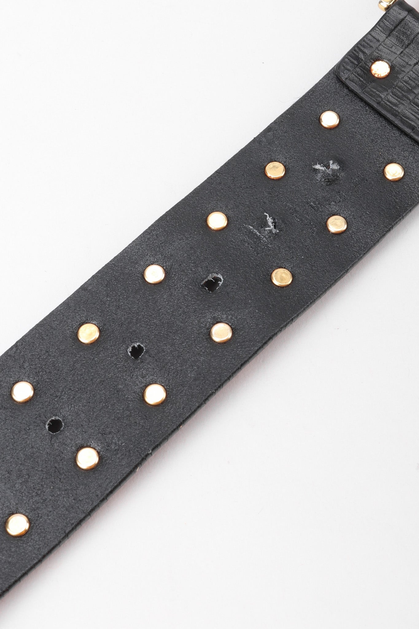 Recess Los Angeles Vintage Gianni Versace Mixed Metal Studded Leather Medusa Belt