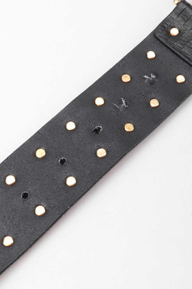 Recess Los Angeles Vintage Gianni Versace Mixed Metal Studded Leather Medusa Belt