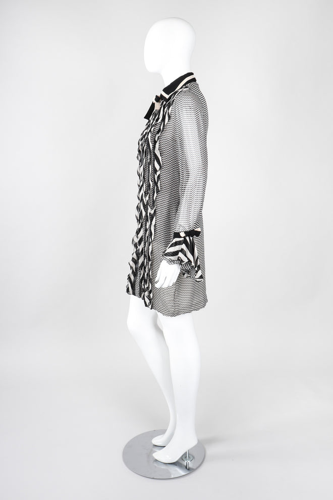 Recess Los Angeles Vintage Gianni Versace Silk Chiffon Chevron Stripe Shirt Dress