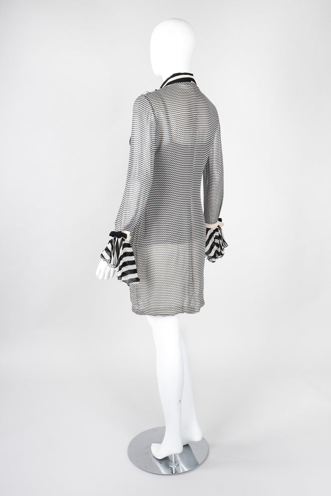 Recess Los Angeles Vintage Gianni Versace Silk Chiffon Chevron Stripe Shirt Dress