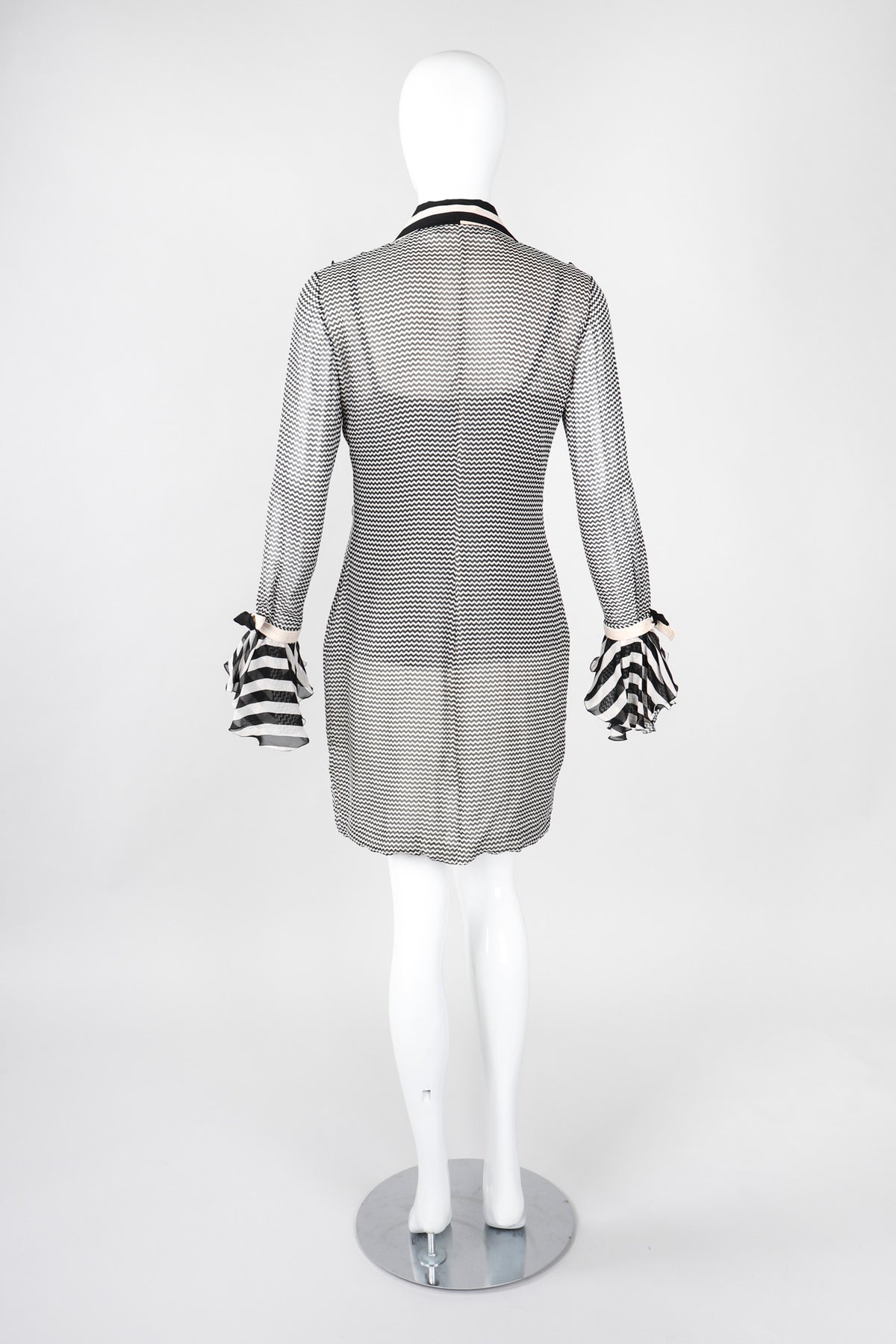 Vintage Gianni Versace Silk Chiffon Chevron Stripe Shirt Dress – Recess