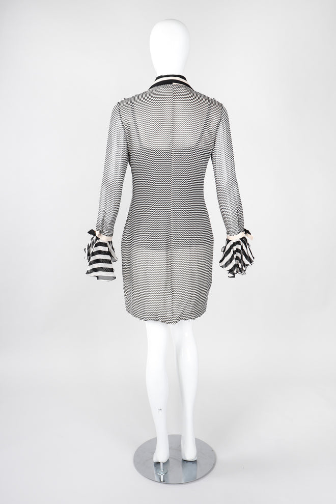 Recess Los Angeles Vintage Gianni Versace Silk Chiffon Chevron Stripe Shirt Dress