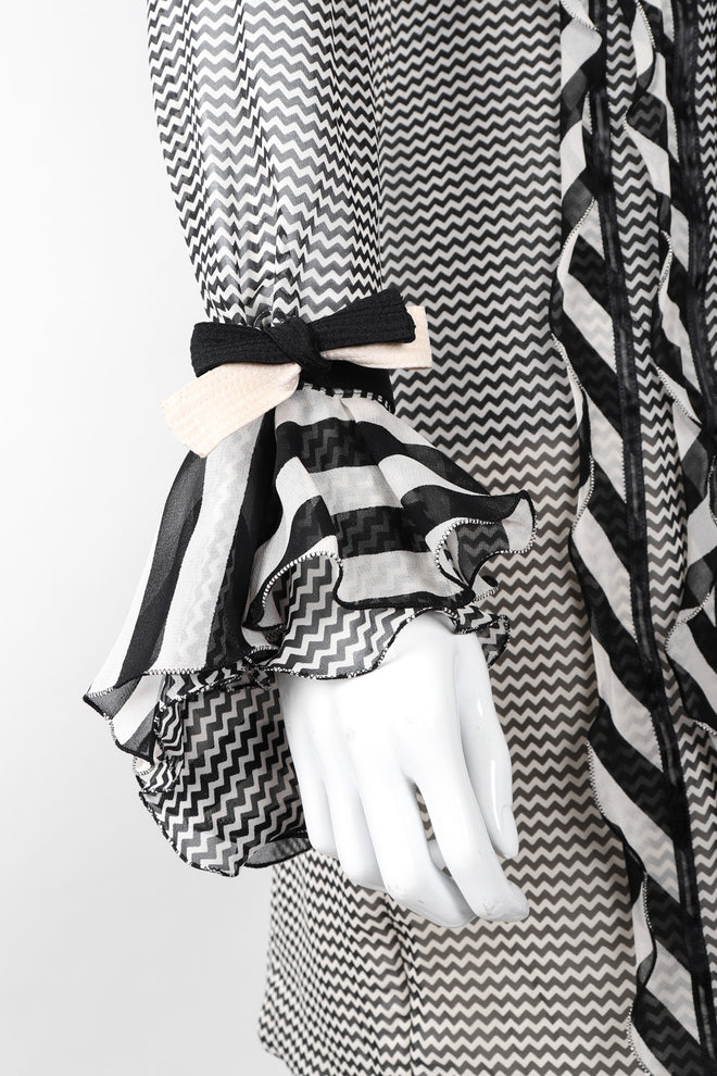Recess Los Angeles Vintage Gianni Versace Silk Chiffon Chevron Stripe Shirt Dress