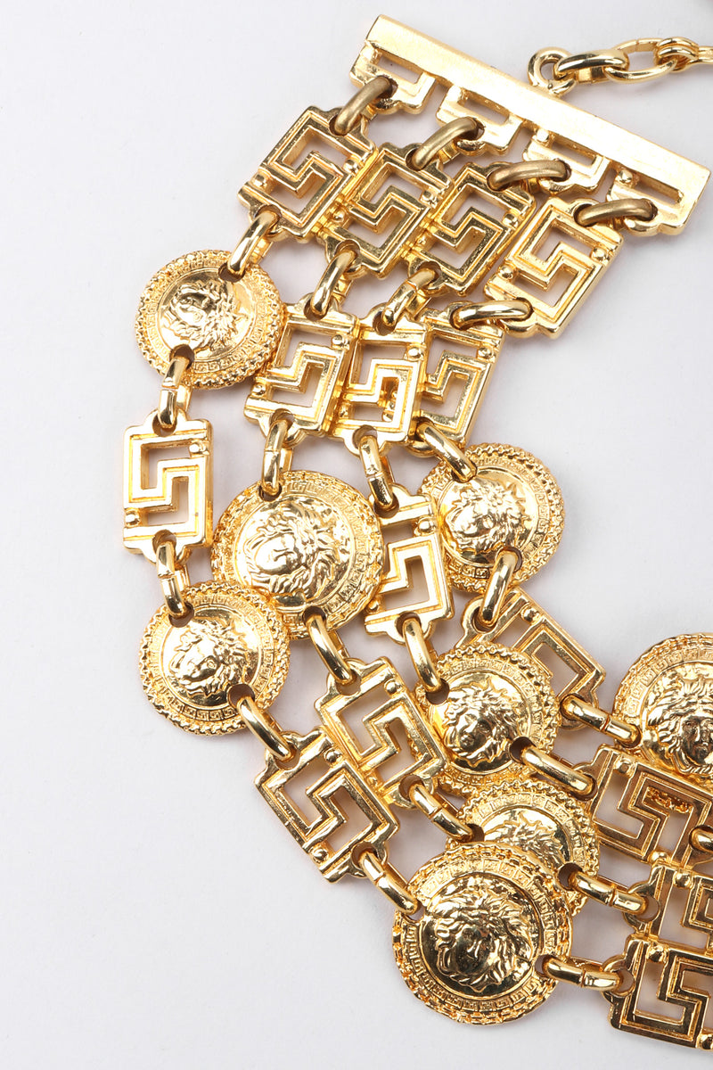 Vintage Gianni Versace Gold Medusa Greek Key 4-Strand Choker Necklace –  Recess