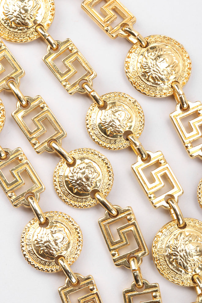 Recess Los Angeles Vintage Gianni Versace Gold Medusa Greek Key 4-Strand Choker Necklace