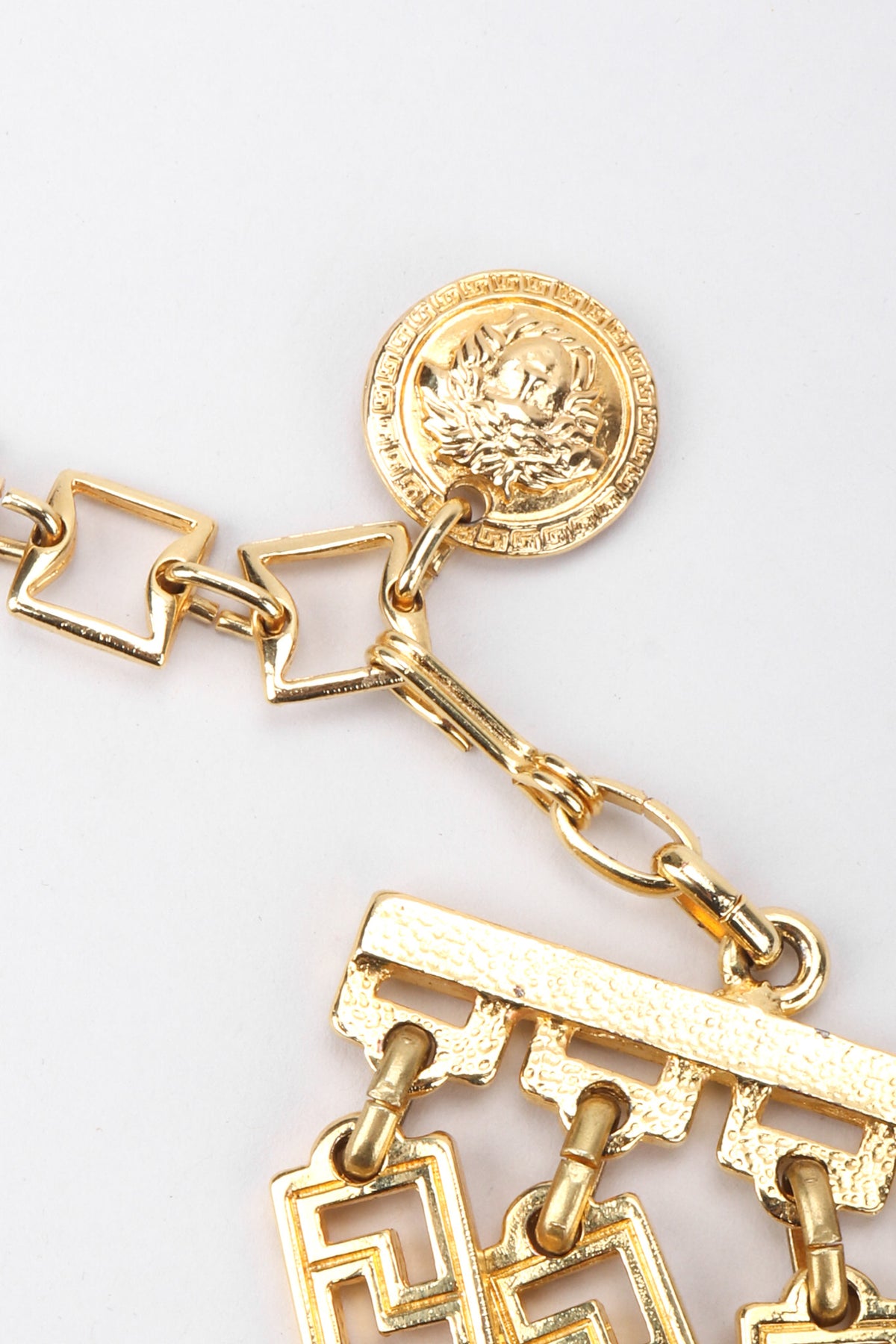 Vintage Gianni Versace Gold Medusa Greek Key 4-Strand Choker