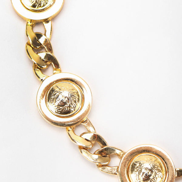Vintage Gianni Versace Medusa Gold Coin Collar Necklace Recess