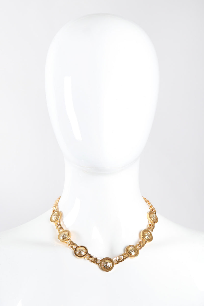 Recess Los Angeles Vintage Gianni Versace Medusa Gold Coin Collar Necklace
